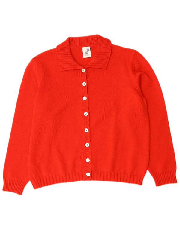 Vintage Womens Cardigan Sweater UK 14 Medium Red Merino Wool
