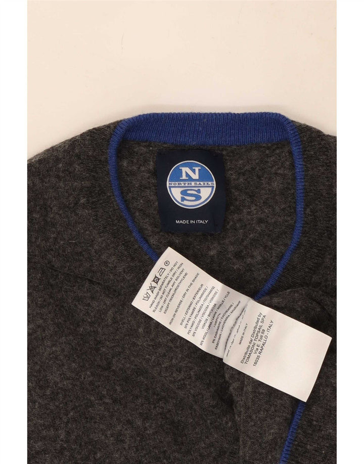 North Sails Mens V-Neck Jumper Sweater Medium Grey Polyamide