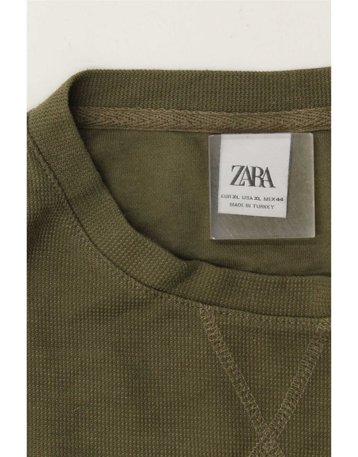 Zara Mens T-Shirt Top XL Khaki