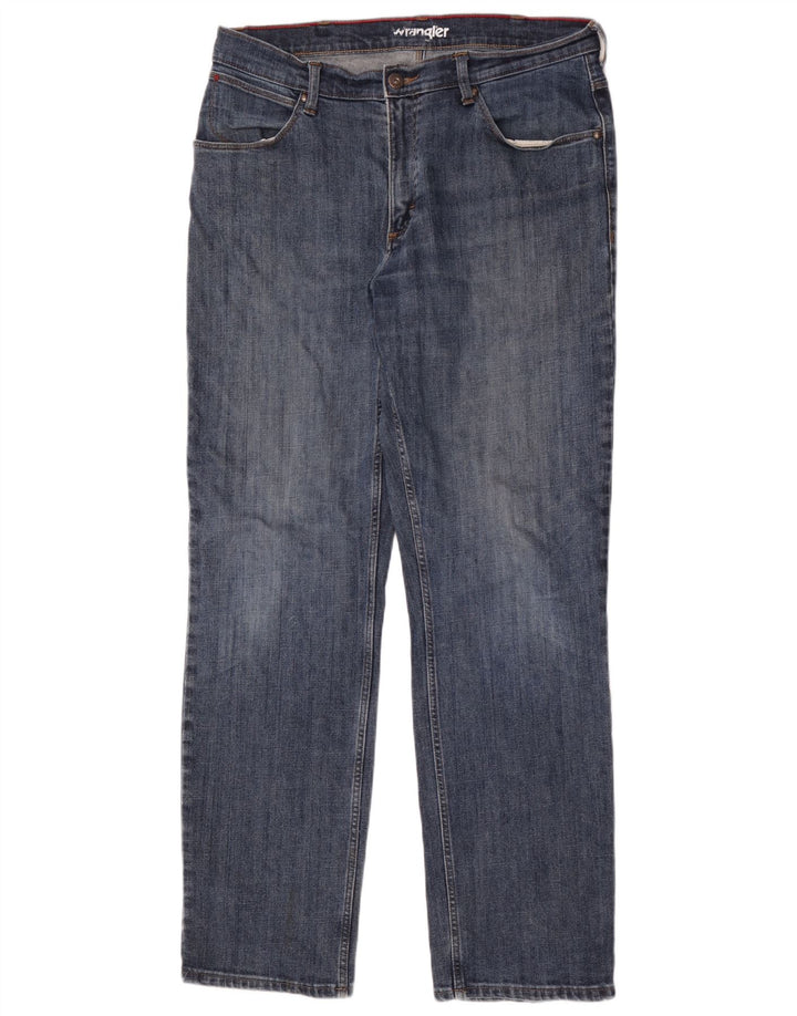 Wrangler Mens Straight Jeans W36 L34 Blue Cotton