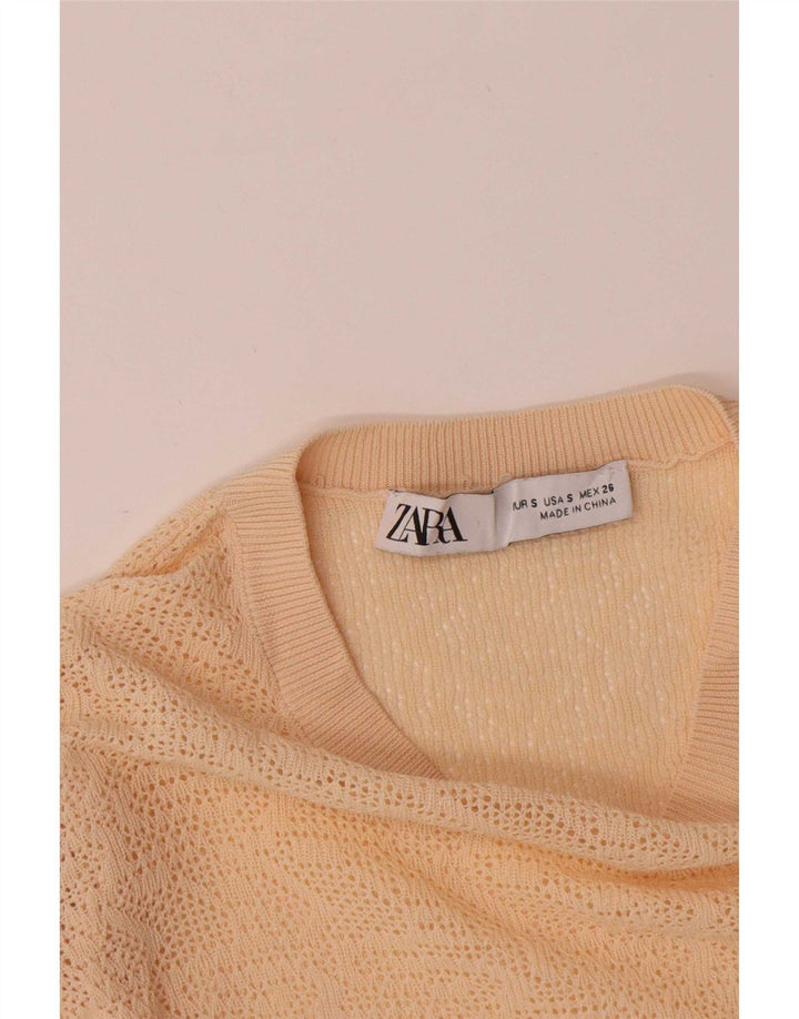 Zara Womens Top Long Sleeve UK 8 Small Beige