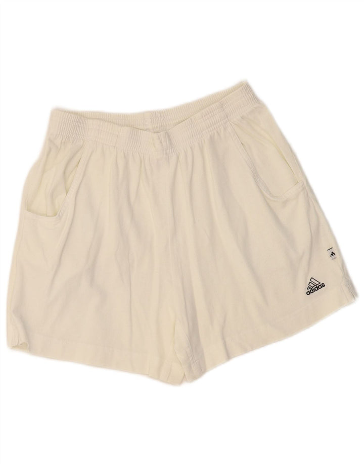 ADIDAS Womens Sport Shorts UK 16 Large Off White Cotton