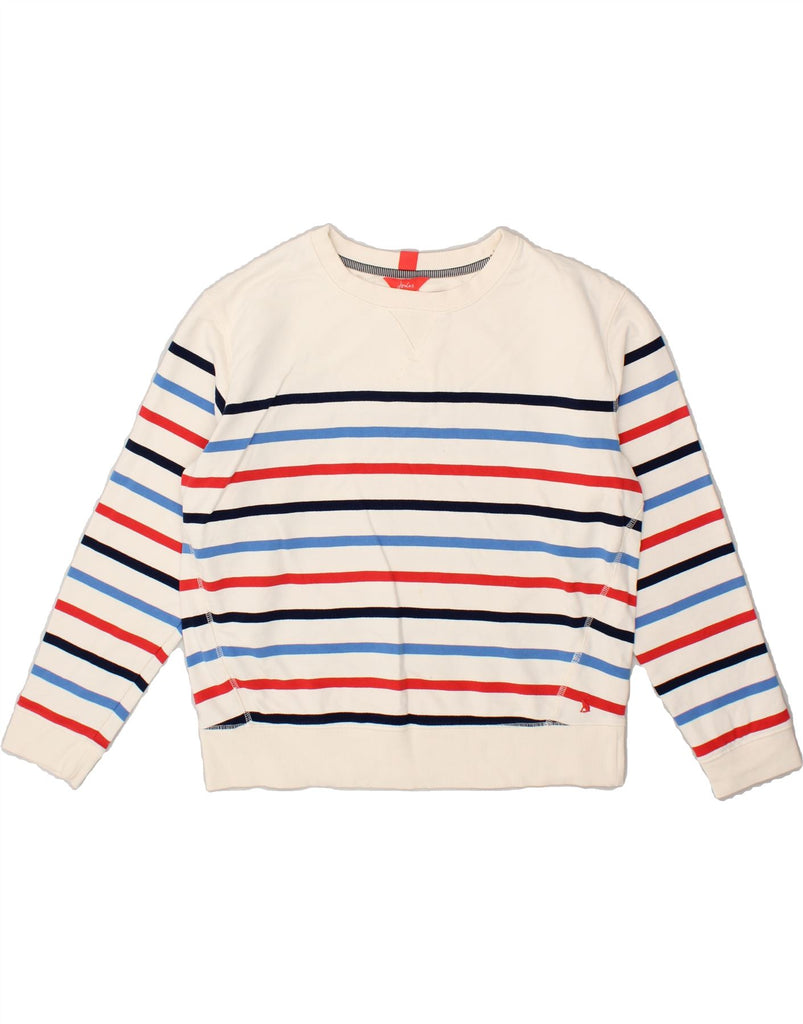 JOULES Womens Loose Fit Sweatshirt Jumper UK 12 Medium Off White Striped | Vintage Joules | Thrift | Second-Hand Joules | Used Clothing | Messina Hembry 