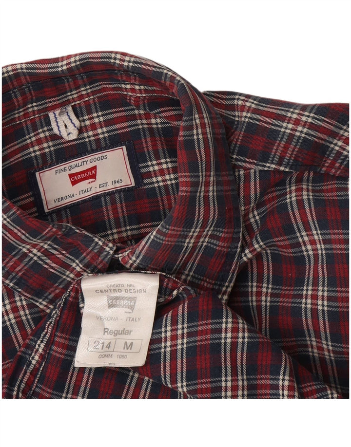 Carrera Mens Regular Fit Flannel Shirt Medium Red Check Cotton