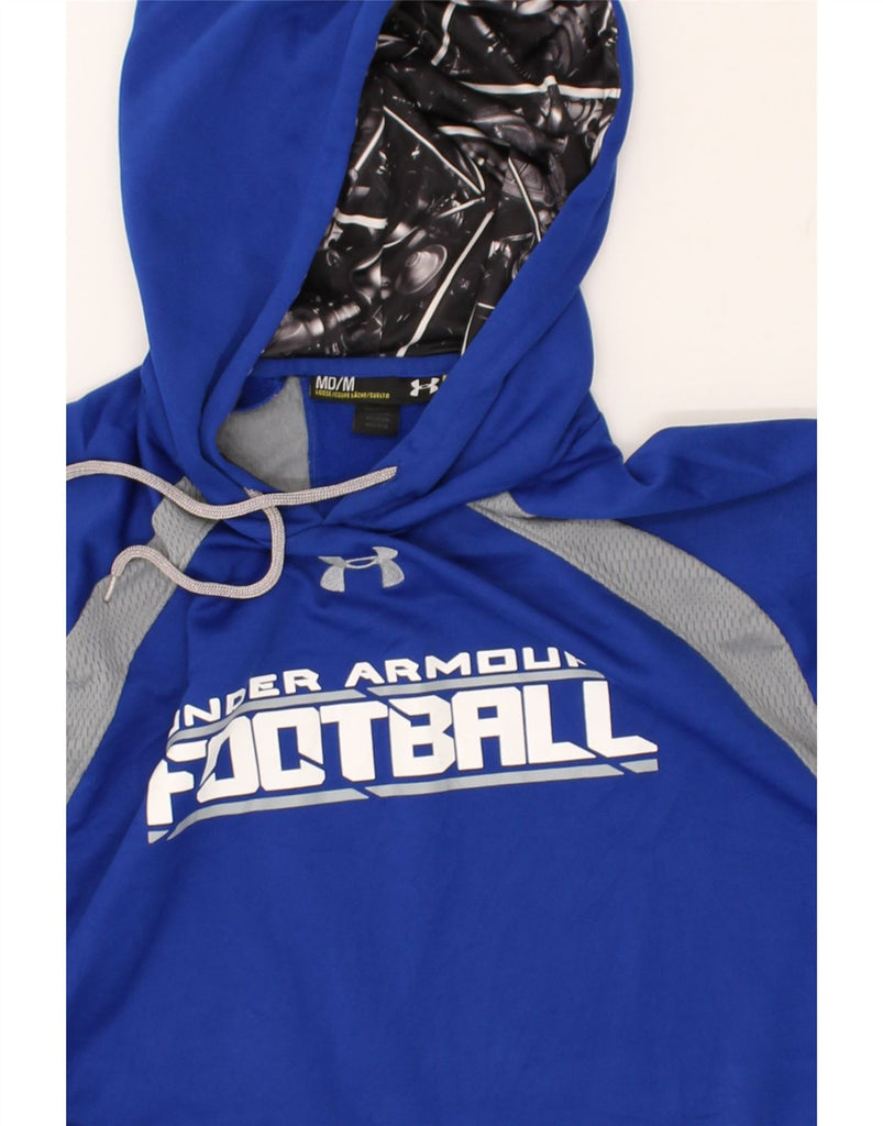 UNDER ARMOUR Mens Football Graphic Hoodie Jumper Medium Blue Colourblock | Vintage Under Armour | Thrift | Second-Hand Under Armour | Used Clothing | Messina Hembry 