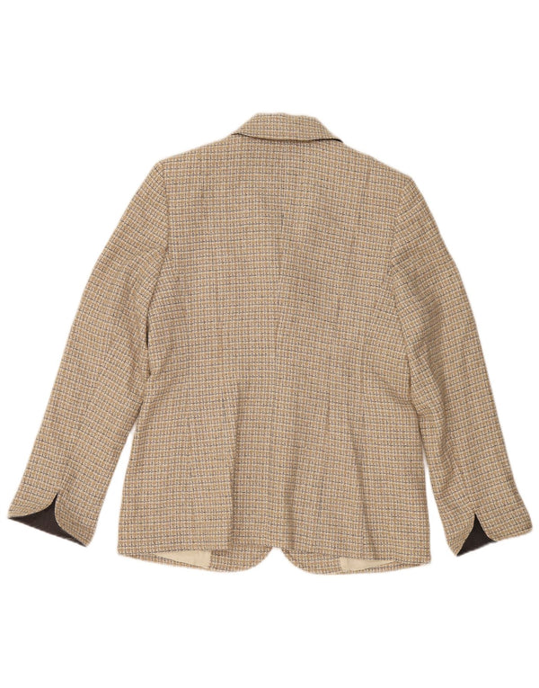 Barbara Kessels Womens 4 Button Blazer Jacket EU 38 Medium Beige Check Wool
