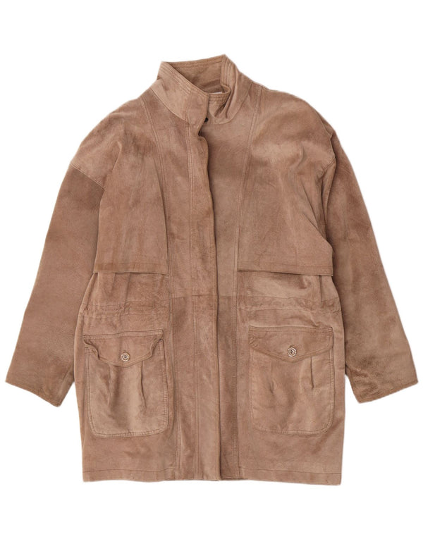 Bagatelle Womens Suede Overcoat US 10 Large Brown Leather