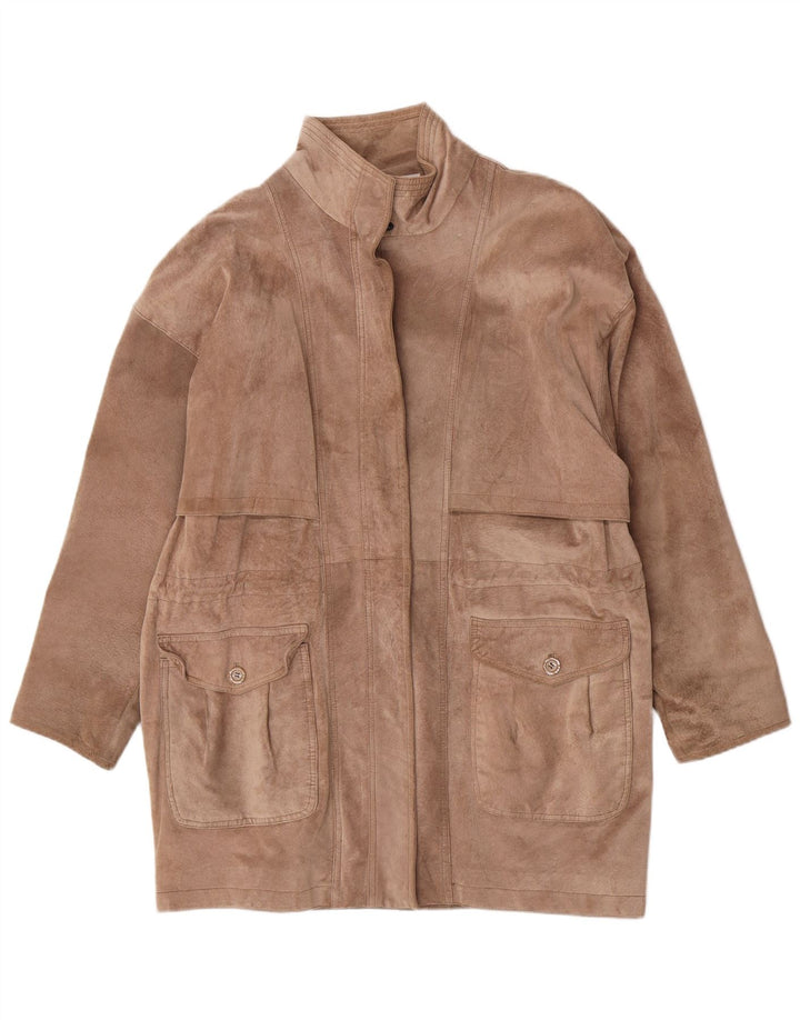 Bagatelle Womens Suede Overcoat US 10 Large Brown Leather