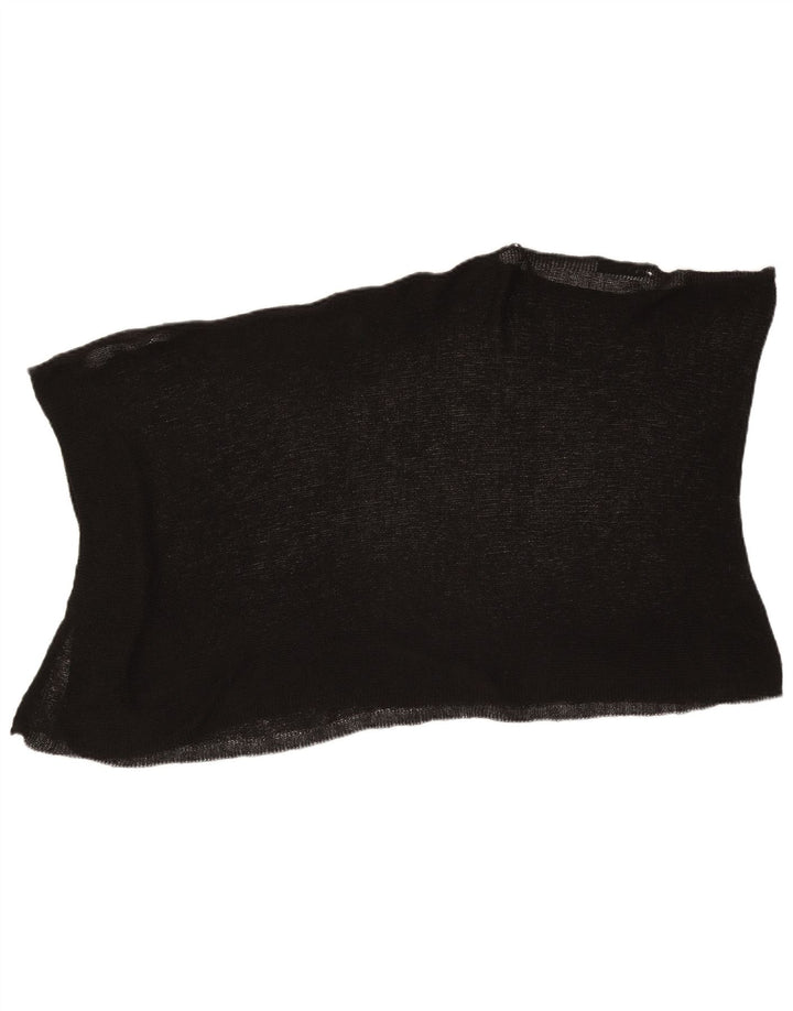 Zara Womens Poncho Blouse Top UK 12 Medium Black Acrylic