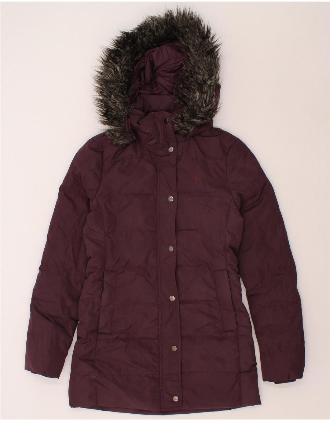 JACK WILLS Womens Hooded Padded Coat UK 8 Small Burgundy Polyester Vintage Jack Wills and Second-Hand Jack Wills from Messina Hembry 