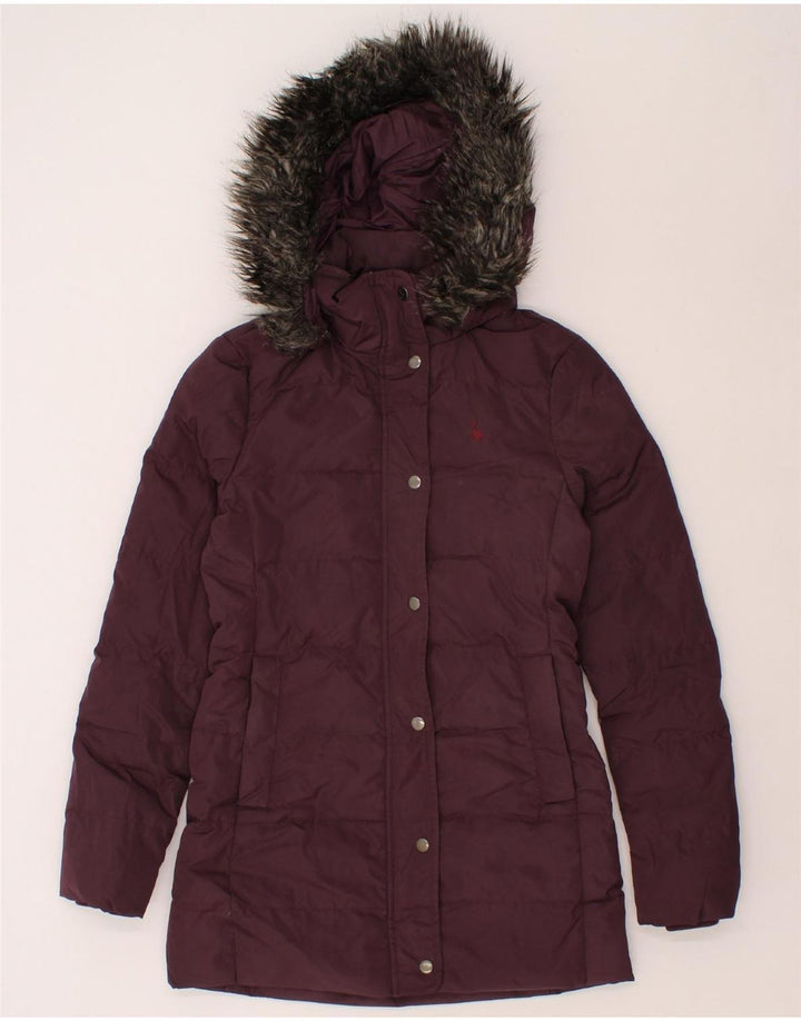 JACK WILLS Womens Hooded Padded Coat UK 8 Small Burgundy Polyester Vintage Jack Wills and Second-Hand Jack Wills from Messina Hembry 