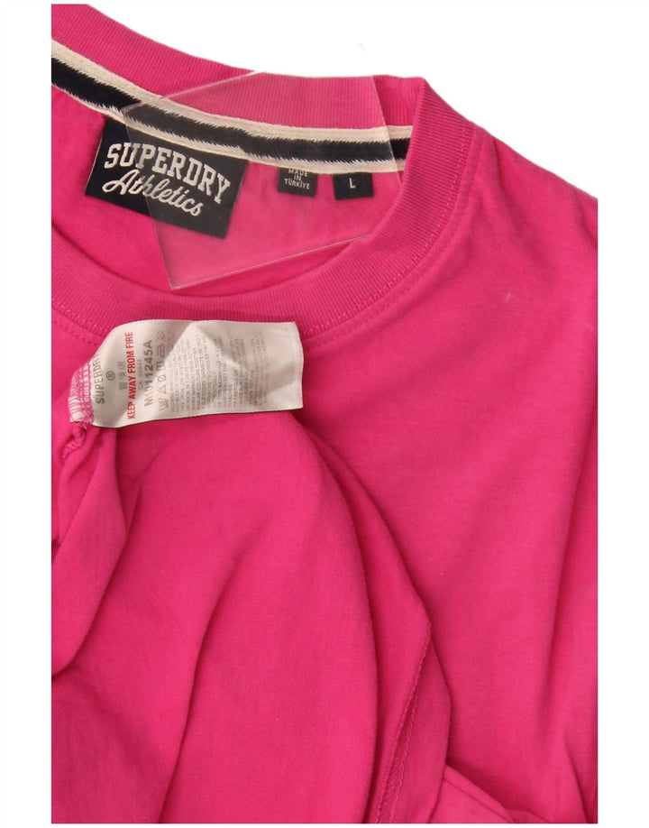 Superdry Mens T-Shirt Top Large Pink Cotton