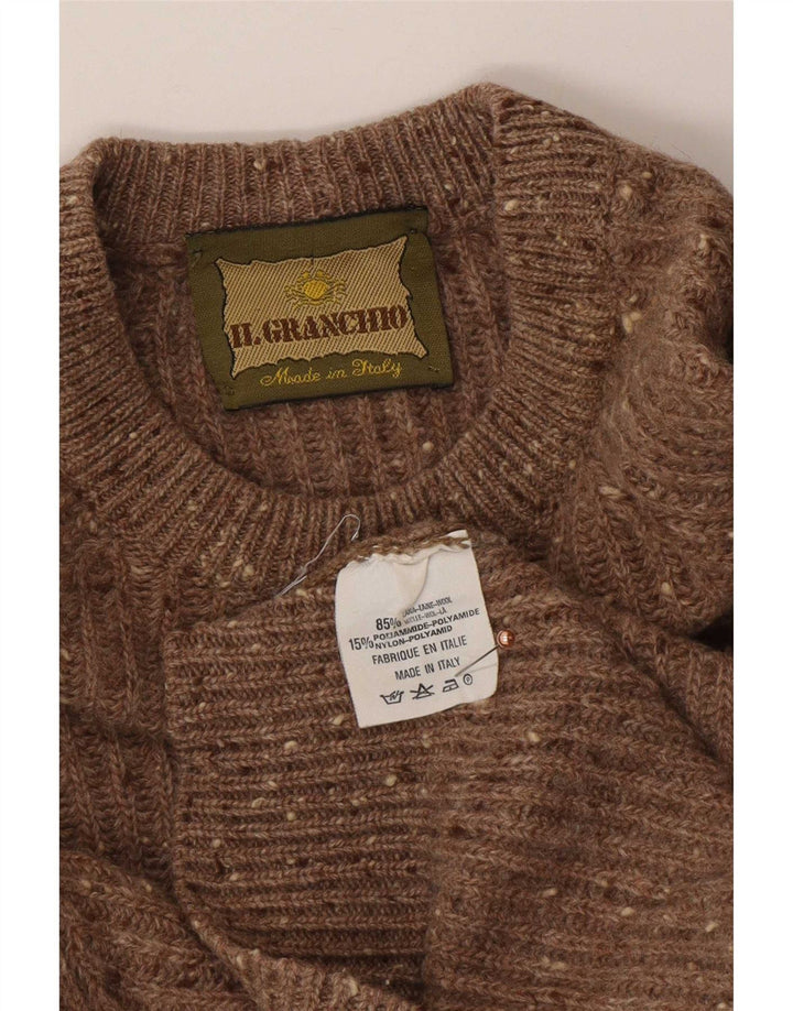 Il Granchio Mens Crew Neck Jumper Sweater Large Brown Flecked Wool