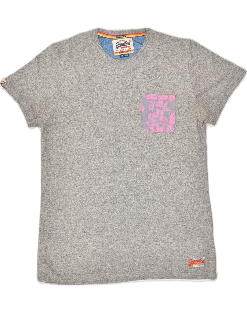 SUPERDRY Mens T-Shirt Top Large Grey Flecked Cotton | Vintage Superdry | Thrift | Second-Hand Superdry | Used Clothing | Messina Hembry 