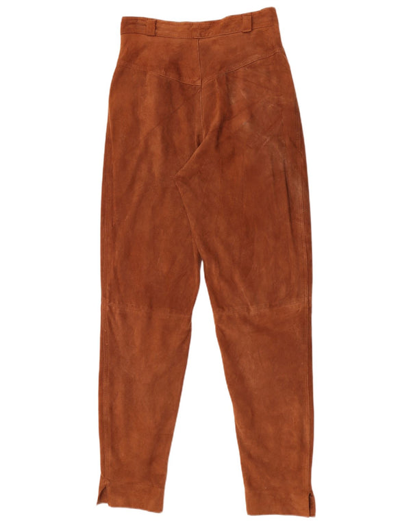 Vintage Womens Tapered Suede Trousers IT 42 Medium W26 L30 Brown Suede