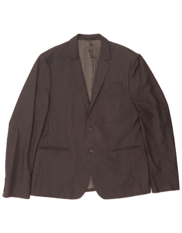 All Saints Mens 2 Button Blazer Jacket UK 42 XL Grey Pinstripe