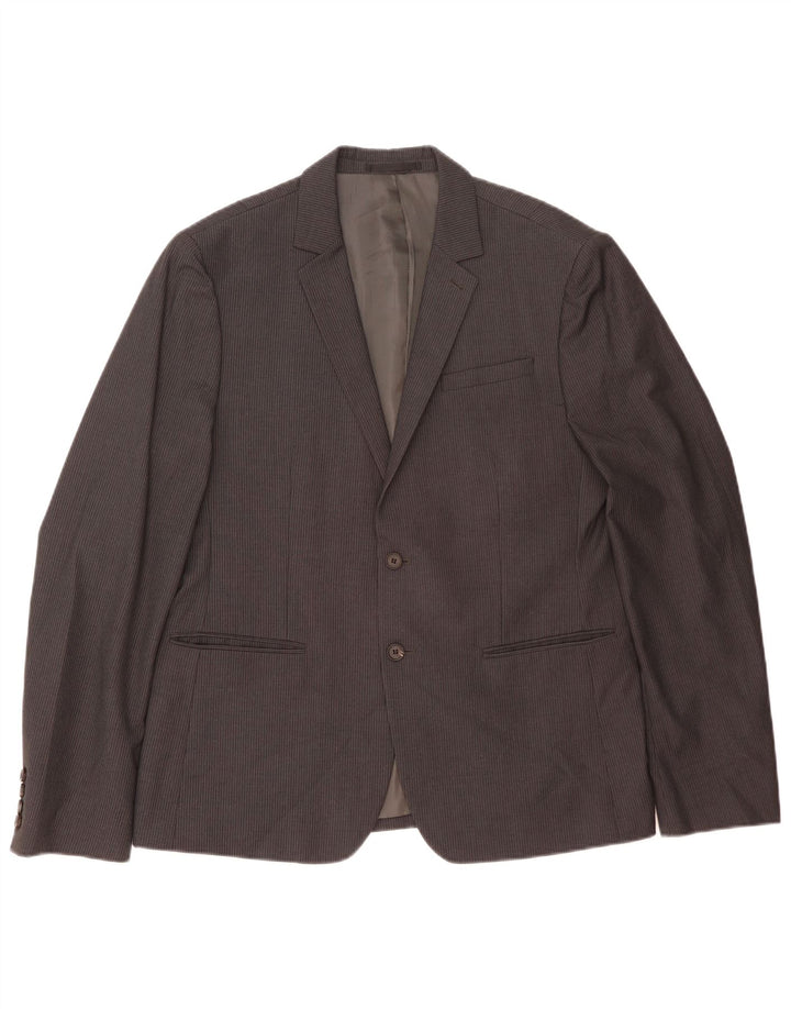All Saints Mens 2 Button Blazer Jacket UK 42 XL Grey Pinstripe