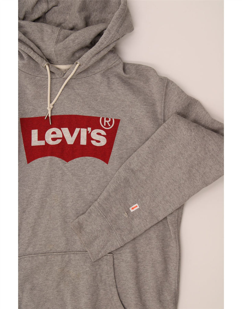 LEVI'S Mens Graphic Hoodie Jumper Medium Grey Cotton Vintage Levi's and Second-Hand Levi's from Messina Hembry 