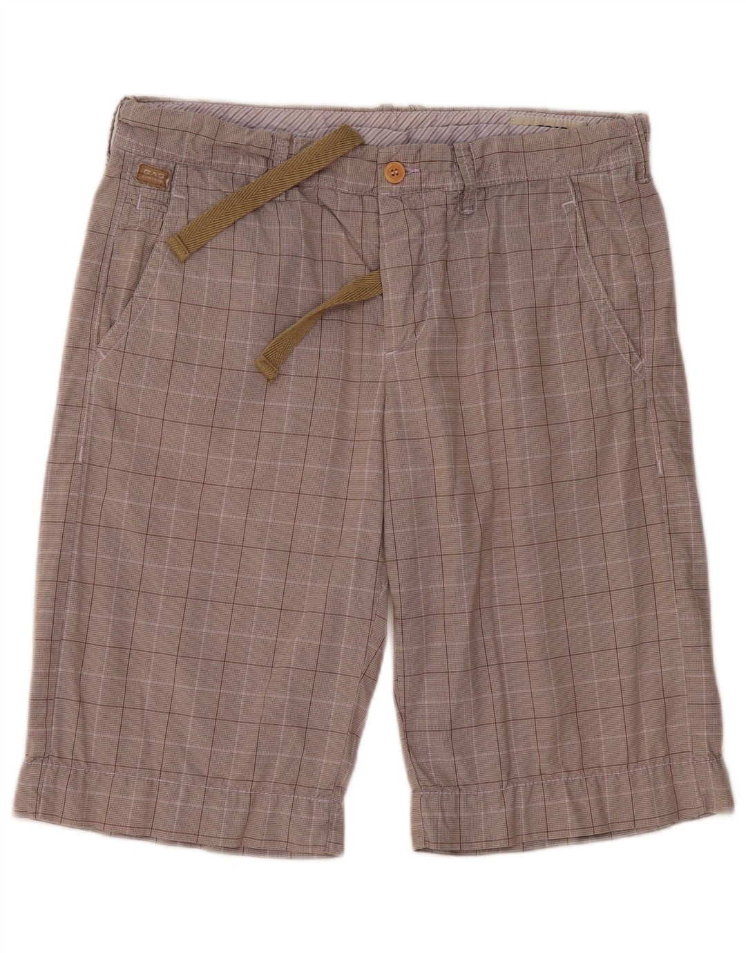 Gas Mens Chino Shorts W34 Large Grey Check