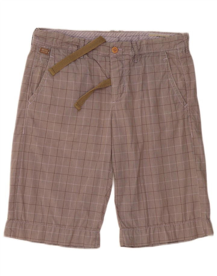 Gas Mens Chino Shorts W34 Large Grey Check