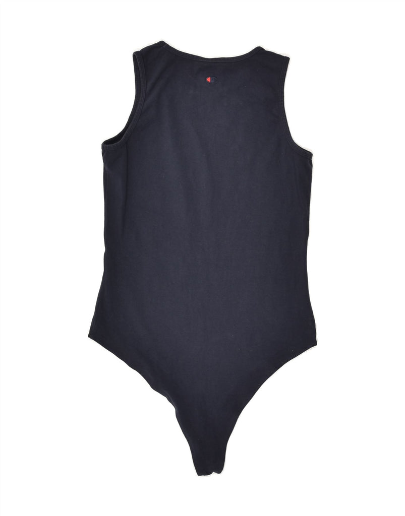 CHAMPION Womens Bodysuit UK 14 Large Navy Blue Cotton | Vintage Champion | Thrift | Second-Hand Champion | Used Clothing | Messina Hembry 