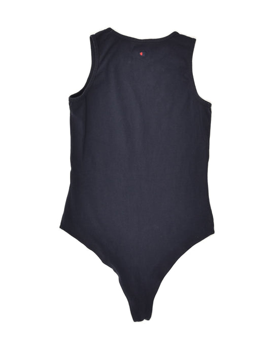 CHAMPION Womens Bodysuit UK 14 Large Navy Blue Cotton Vintage Second Hand Clothing Online Messina Hembry