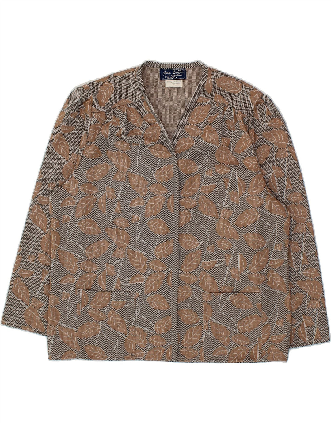 VINTAGE Womens Blazer Jacket UK 16 Large Brown Floral Polyester Vintage Vintage and Second-Hand Vintage from Messina Hembry 