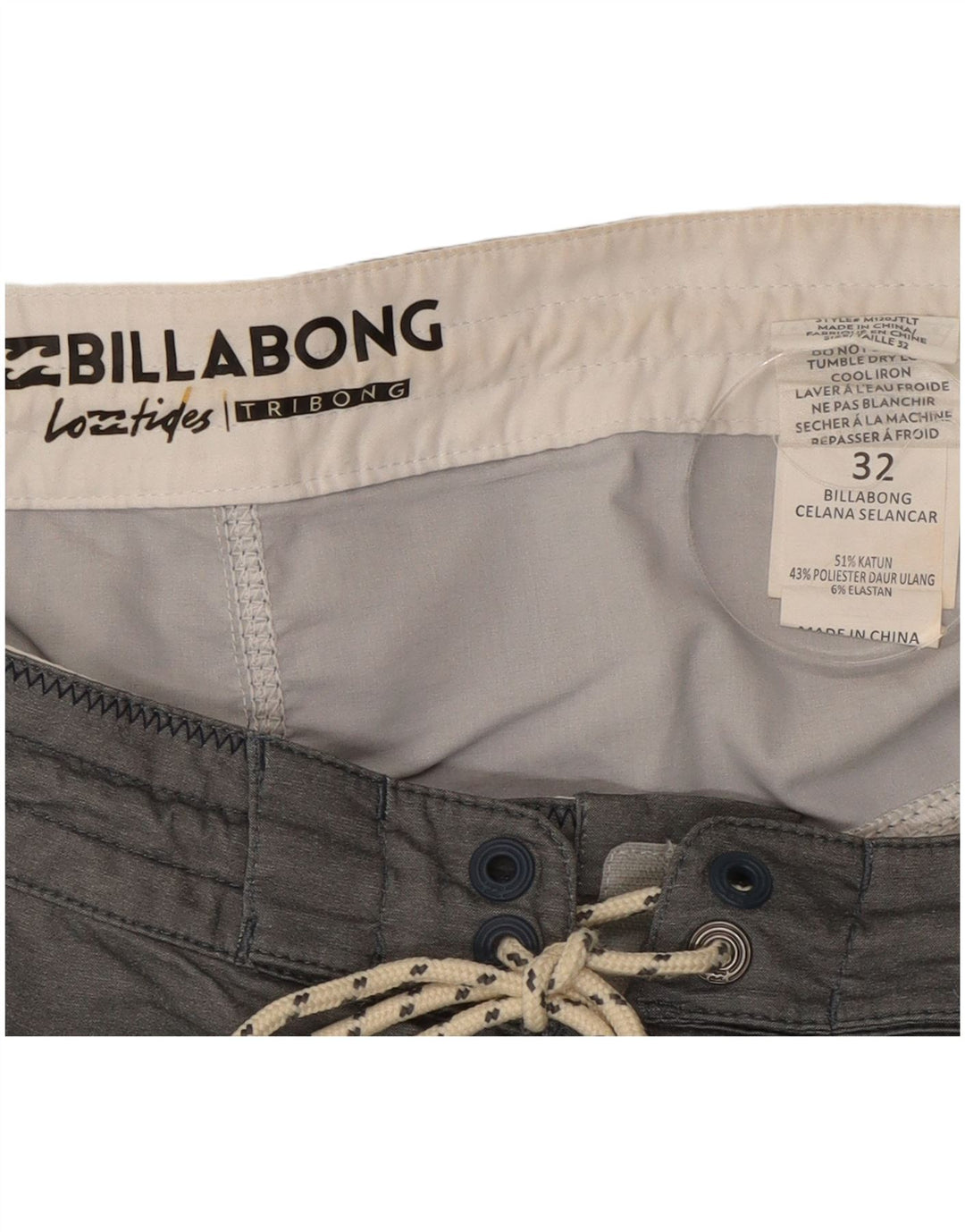 Billabong Mens Swimming Shorts Medium Grey Colourblock Cotton