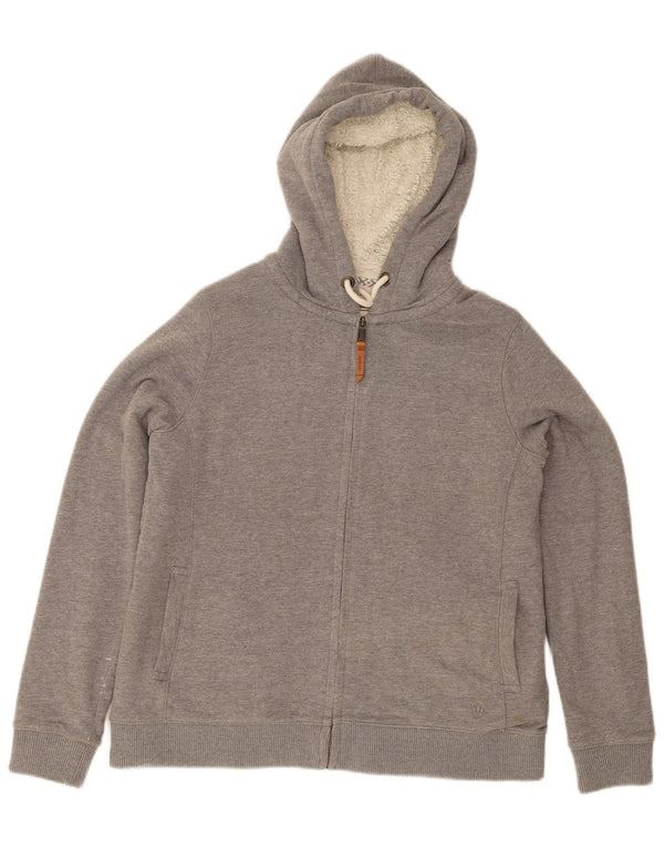 Fat Face Womens Sherpa Zip Hoodie Sweater UK 14 Large Grey Flecked