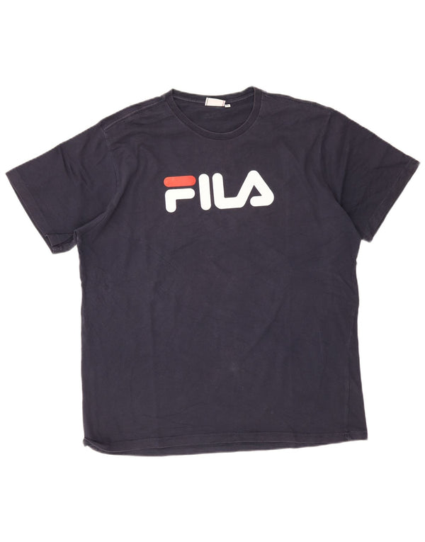 Fila Mens Graphic T-Shirt Top XL Navy Blue Cotton