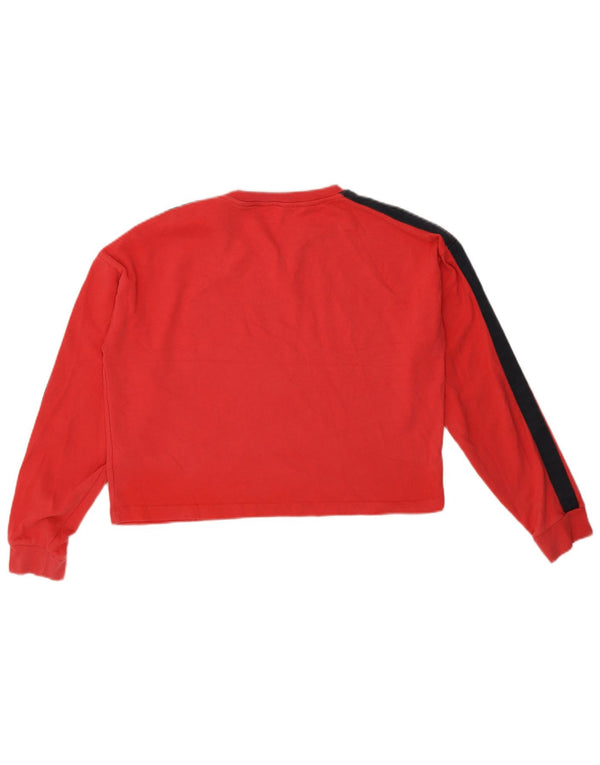 Jack Wills Womens Crop Sweatshirt Jumper UK 14 Large Red Colourblock Cotton