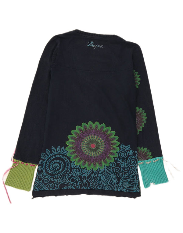 Desigual Womens Graphic Top Long Sleeve UK 14 Large Navy Blue Paisley