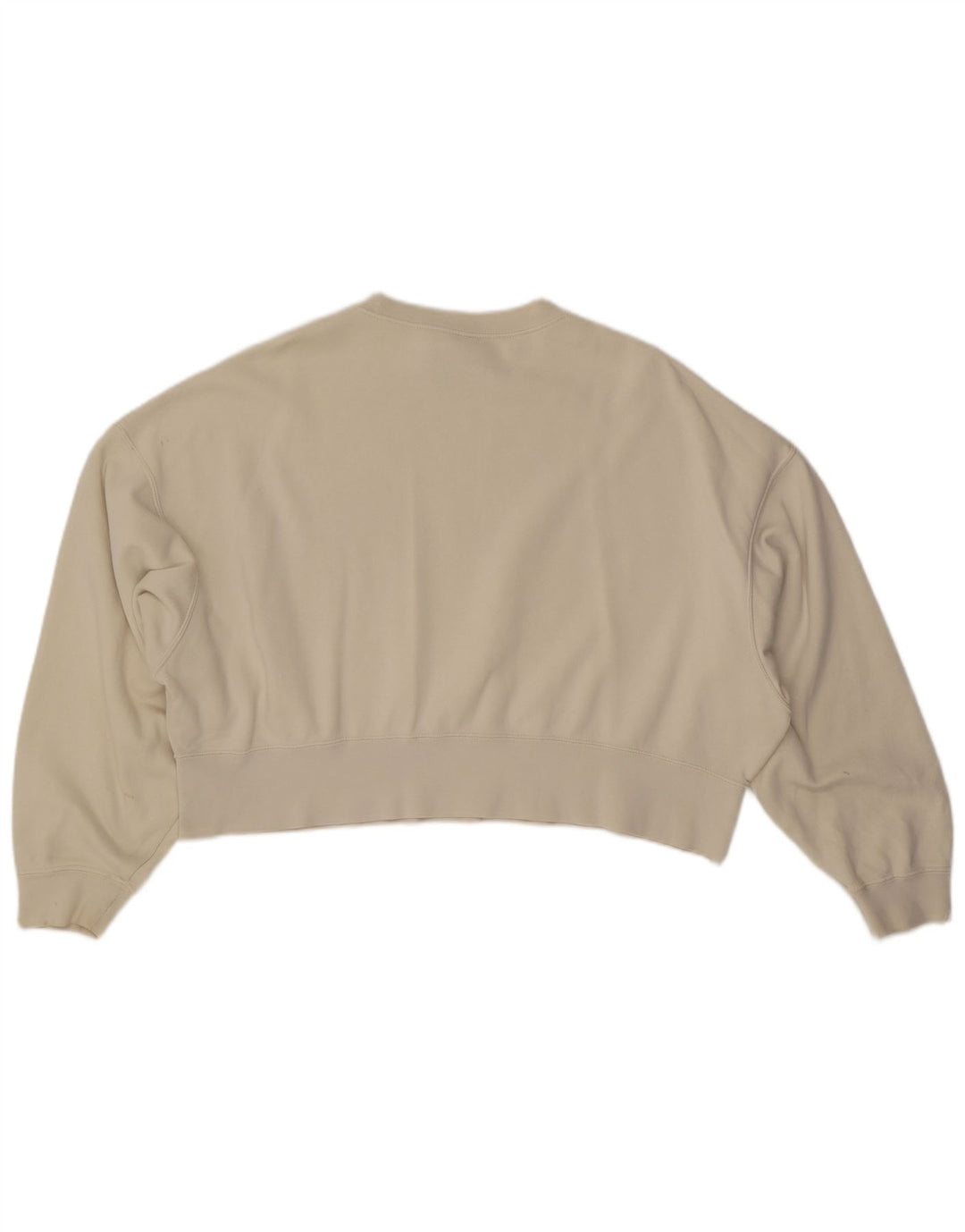 NIKE Womens Crop Oversized Sweatshirt Jumper UK 10 Small Off White Cotton