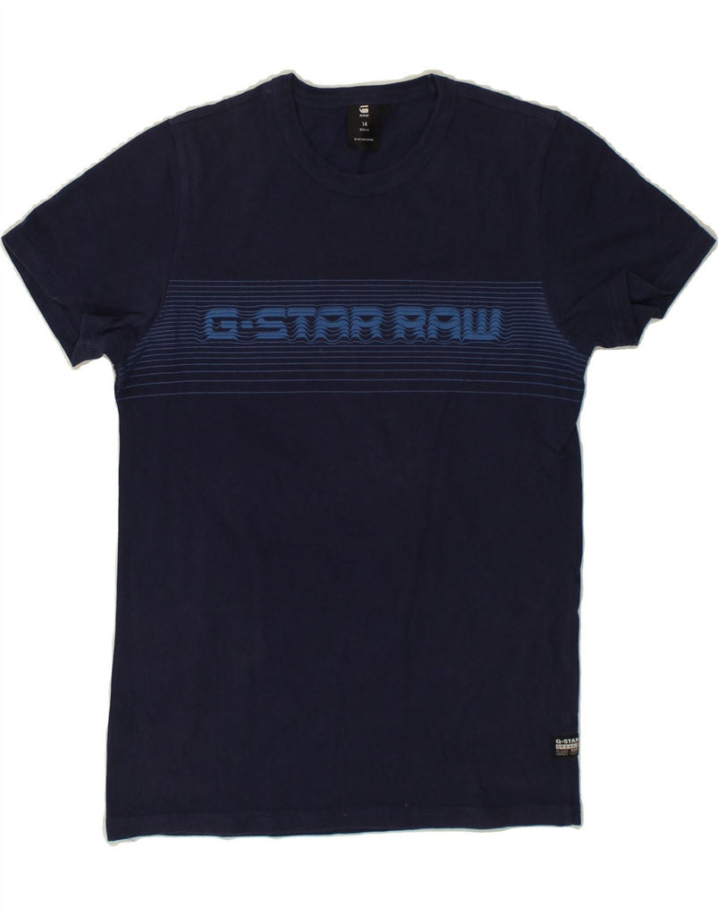 G-STAR Boys Graphic T-Shirt Top 13-14 Years Navy Blue Cotton | Vintage G-Star | Thrift | Second-Hand G-Star | Used Clothing | Messina Hembry 