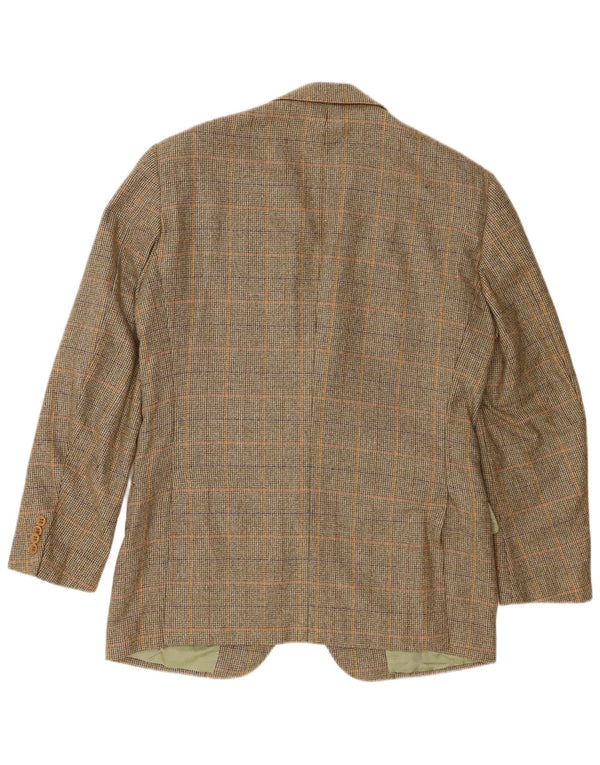 Abla Mens 2 Button Blazer Jacket IT 50 Large Green Houndstooth Wool
