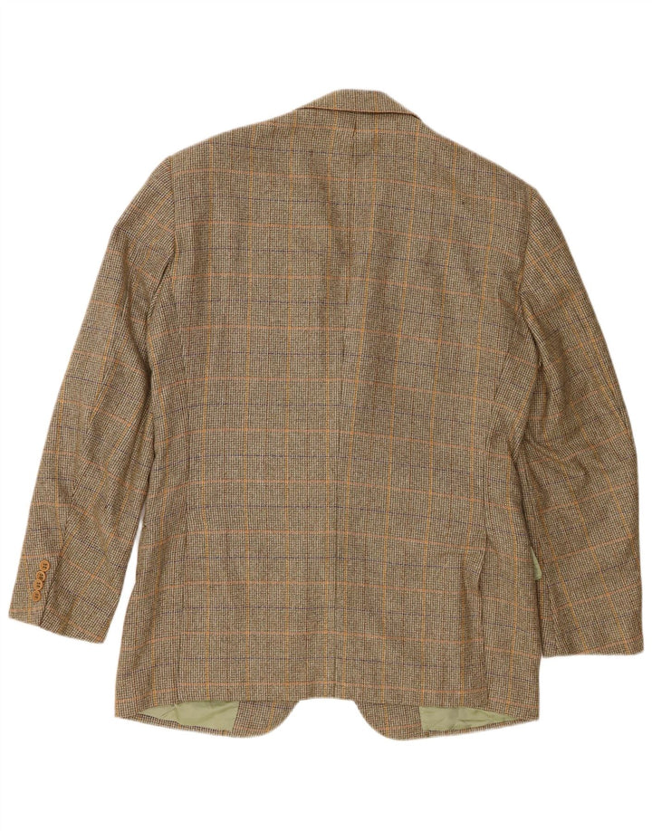 Abla Mens 2 Button Blazer Jacket IT 50 Large Green Houndstooth Wool