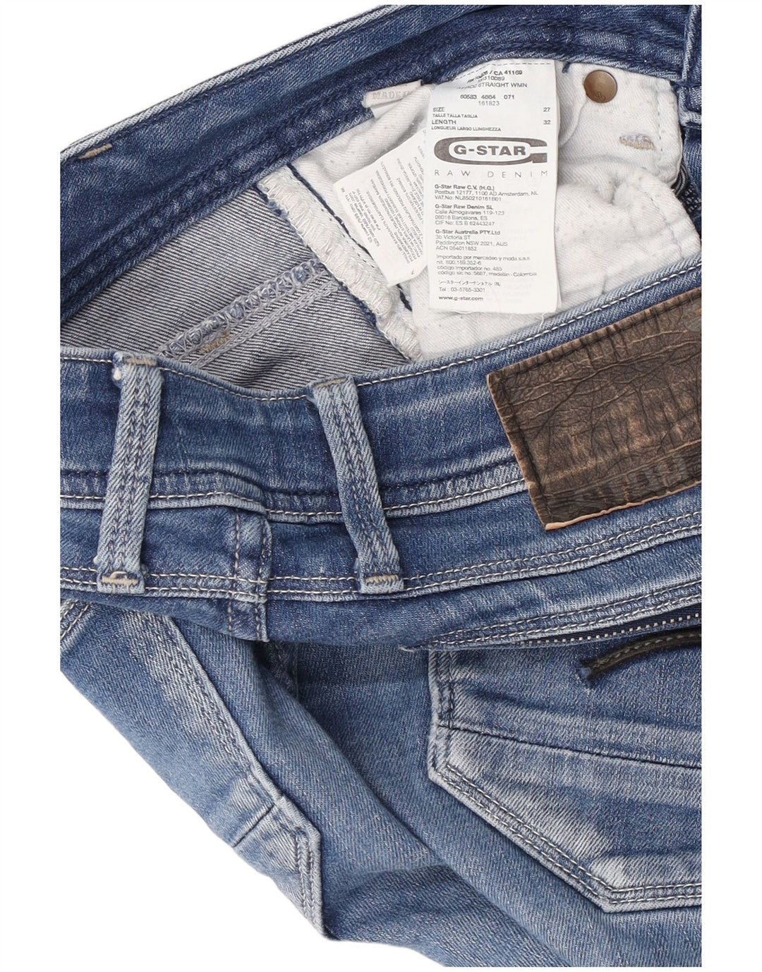 G-Star Womens Straight Jeans W27 L27 Blue Cotton