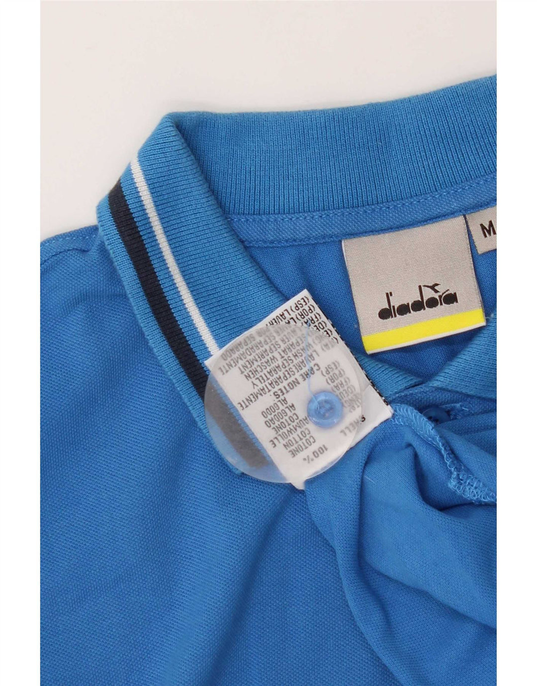 Diadora Mens Polo Shirt Medium Blue Cotton