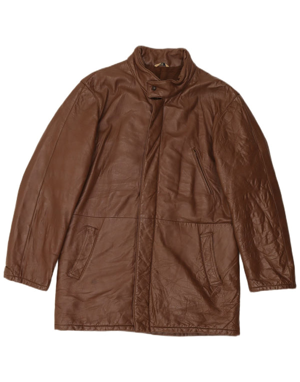 LAVORAZIONE ARTIGIANA Mens Leather Jacket IT 48 Medium Brown Leather