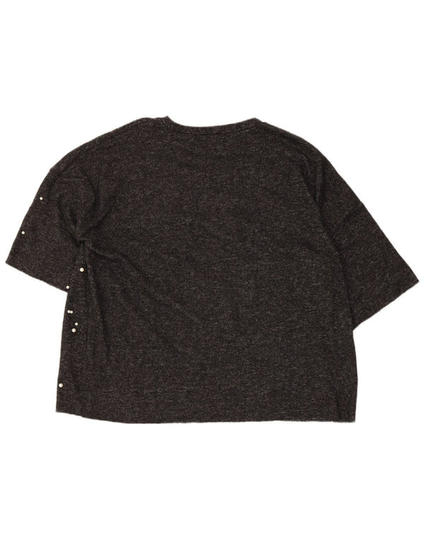 Zara Womens Oversized T-Shirt Top UK 10 Small Grey Polyester