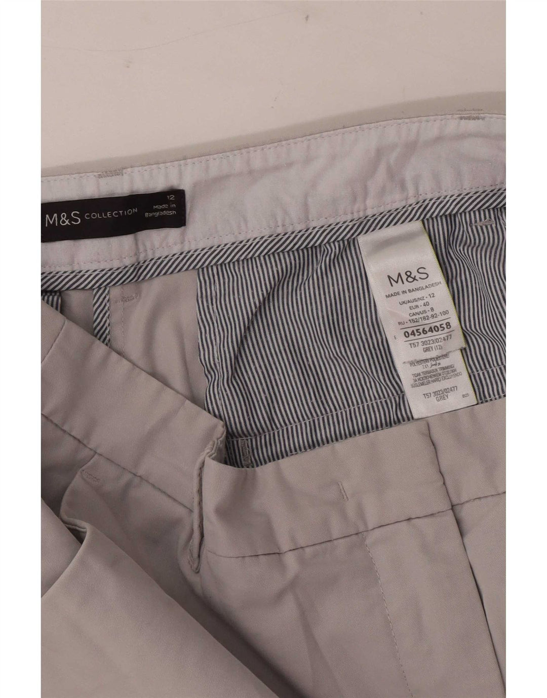 Marks & Spencer Womens Chino Shorts UK 12 Medium W30 Grey Cotton