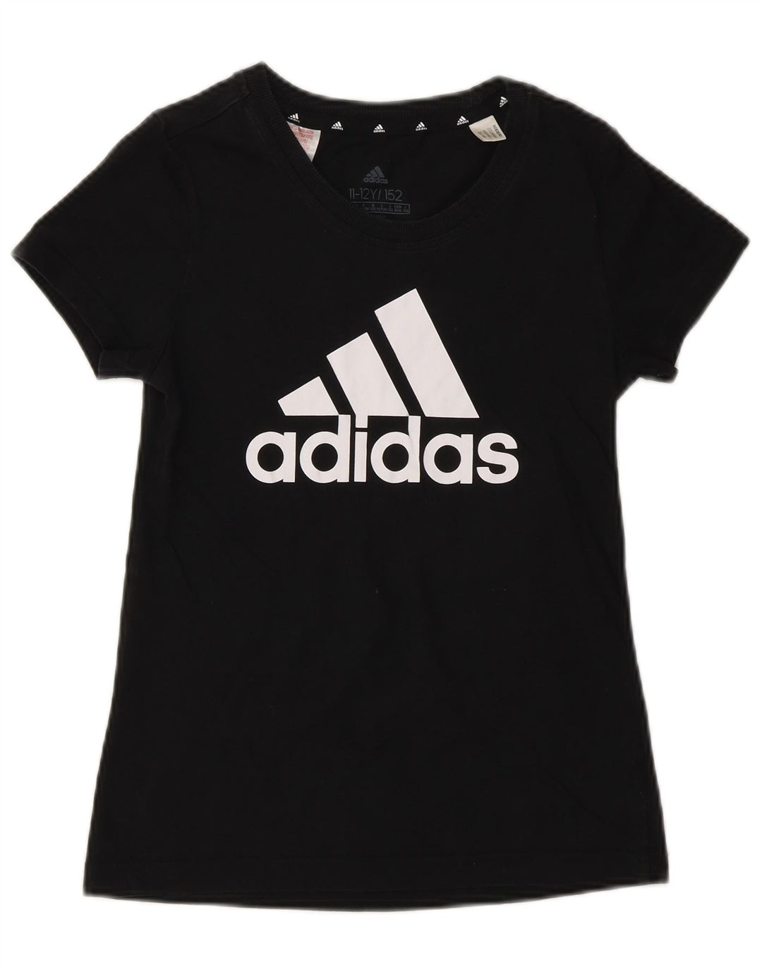 Adidas Boys Graphic T-Shirt Top 11-12 Years Black Cotton