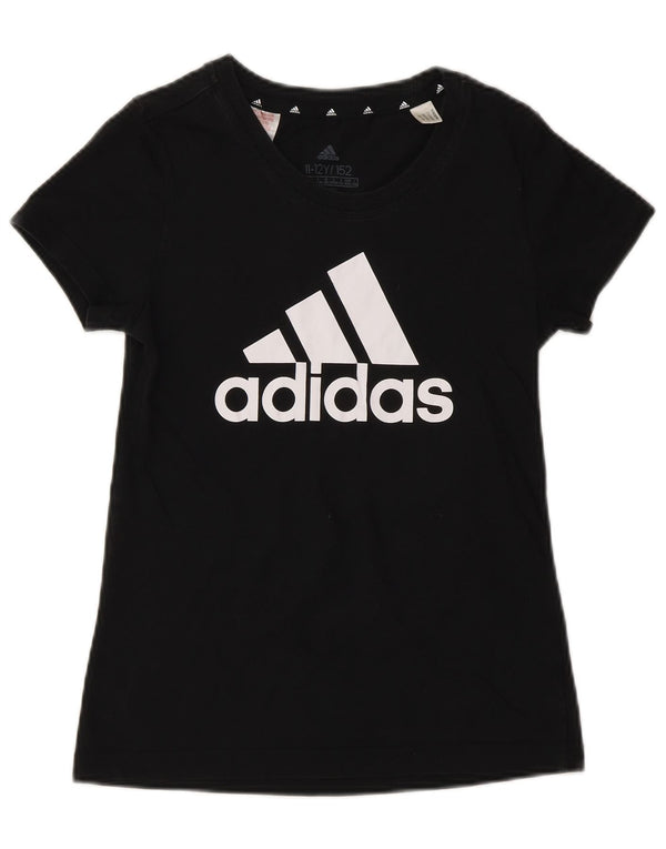 Adidas Boys Graphic T-Shirt Top 11-12 Years Black Cotton