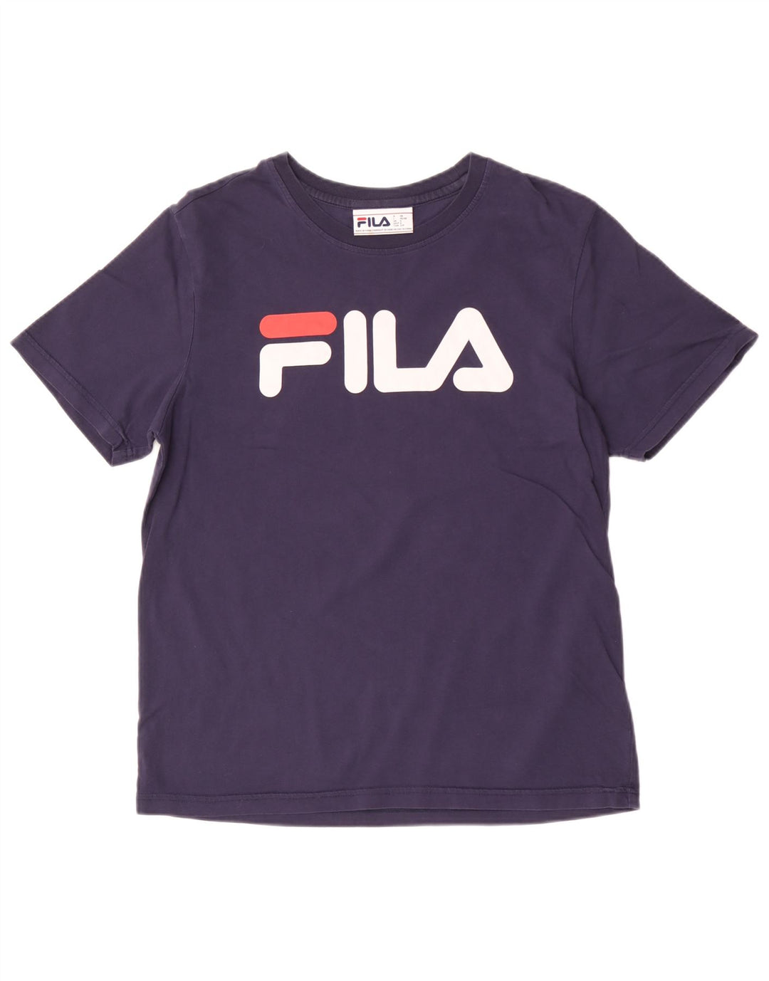 FILA Mens Graphic T-Shirt Top Small Navy Blue Cotton