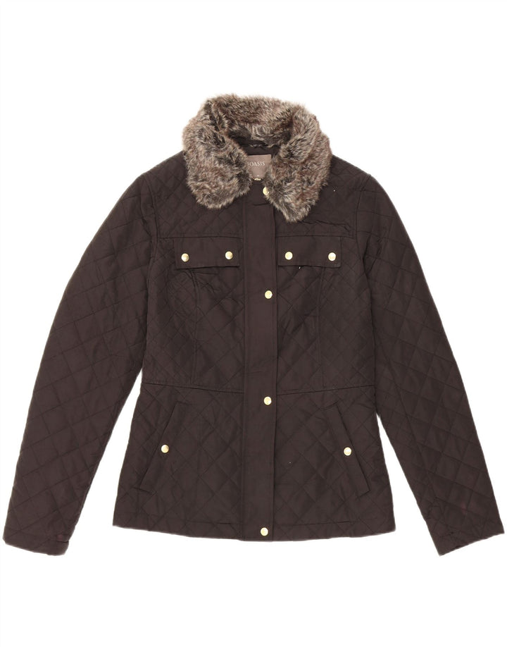 OASIS Womens Quilted Jacket UK 6 XS Black Polyester