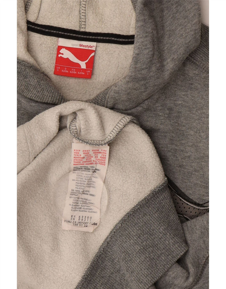 Puma Mens Graphic Hoodie Jumper Large Grey Cotton