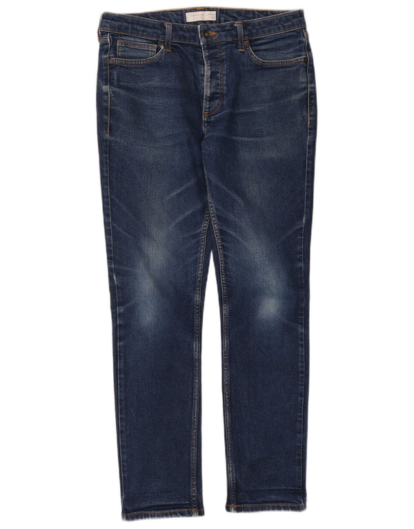 TOPSHOP Mens Slim Jeans W34 L30 Blue Cotton