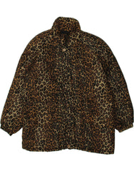 VINTAGE Mens Bomber Jacket UK 42 XL Brown Animal Print Silk