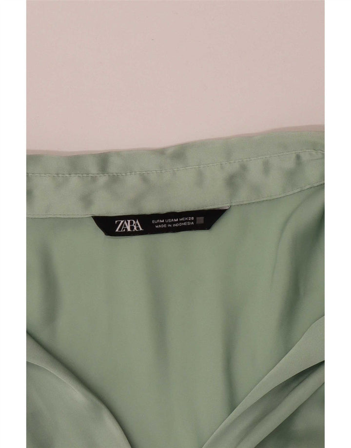 Zara Womens Shirt Blouse UK 14 Medium Green