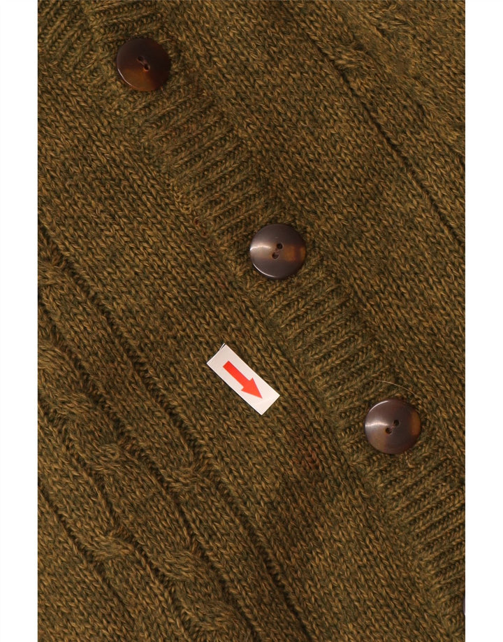 VINTAGE Mens Cardigan Sweater Large Khaki Alpaca Wool